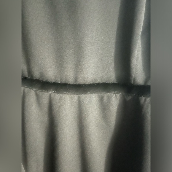 Black Crepe & Velvet Trim Asymmetrical Peplum Top - Picture 5 of 6